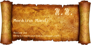 Menkina Manó névjegykártya